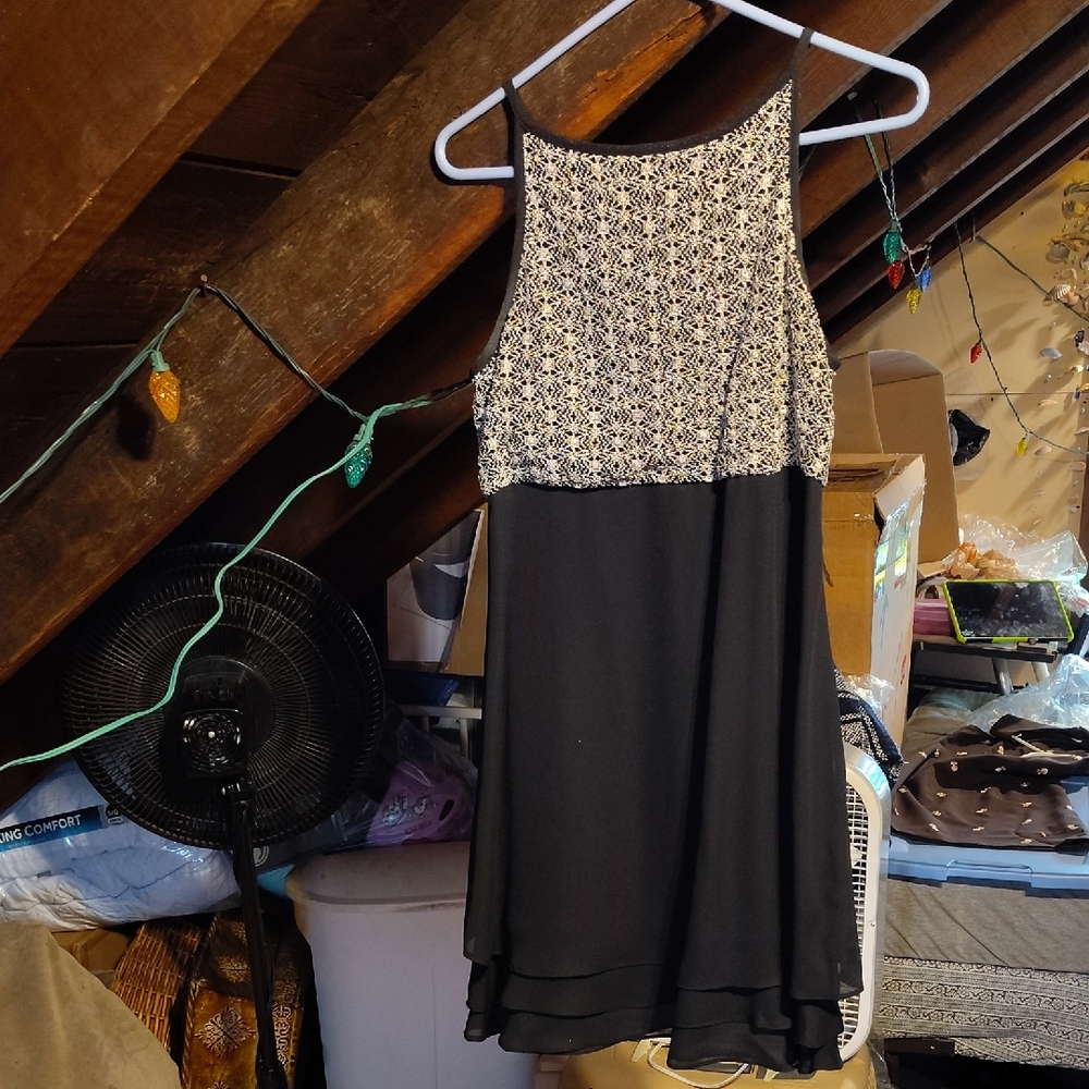 CDC Black and Cream Patterned Mini Dress